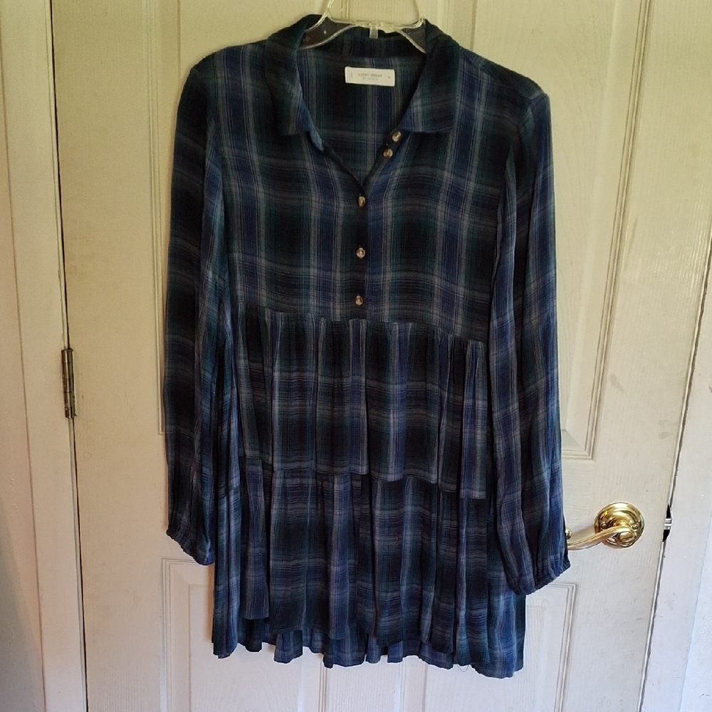 Lucky Brand Women's Blue Plaid Top, S